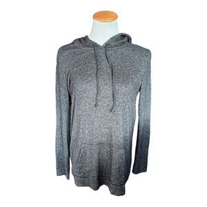 Womens For the Republic Denim Soft Spun Jersey Knit Marled Charcoal Hoodie  Sz M